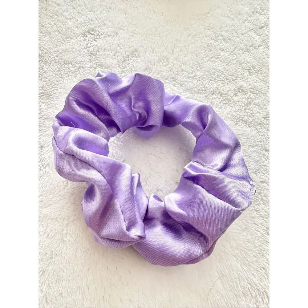 Light purple color satin hair scrunchie